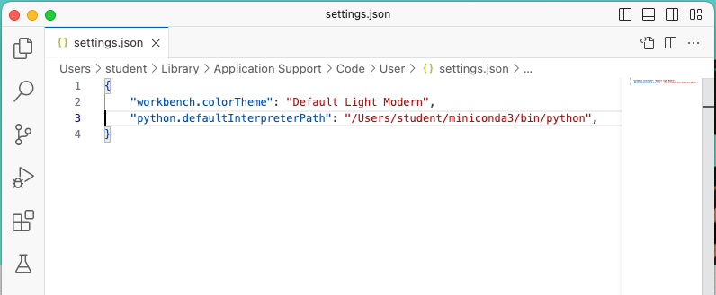 settings json file